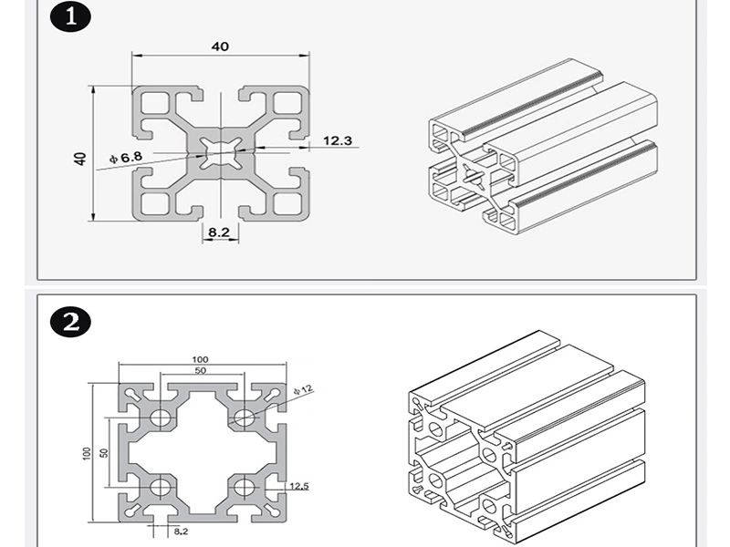 Customized Industrial 6061/6063 T-Slot Anodized/Powder Coating Aluminum Extrusion Profiles