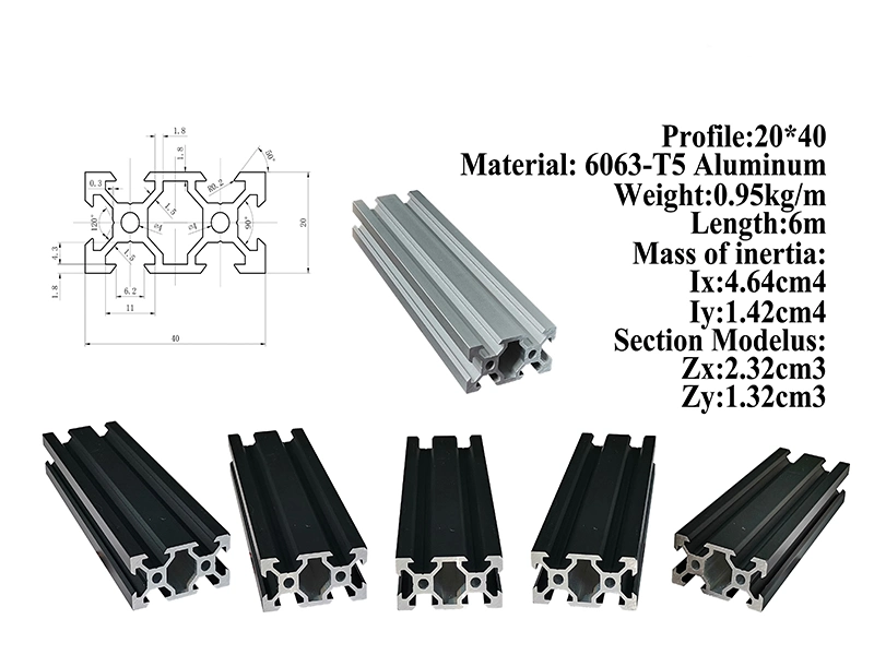 Customized Industrial 6061/6063 T-Slot Anodized/Powder Coating Aluminum Extrusion Profiles